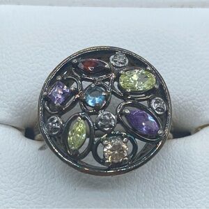Ross Simmons Glass & Diamond Vermeil Sterling Silver Ring